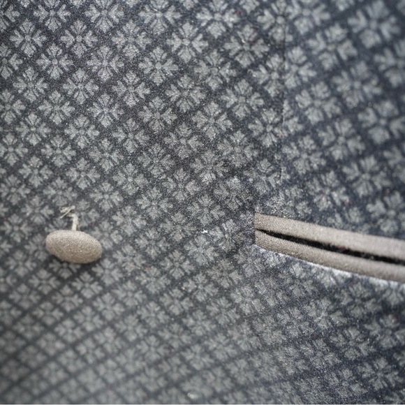 CLUB MONACO BLUE VELVET RELAXED DOUBLE BREASTED TUXEDO BLAZER BLACK LAPEL 2 - Picture 13 of 14